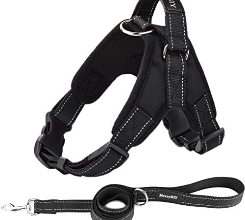 MerryBIY Pettorina per Cani con Guinzaglio, Pettorine Regolabile per Cane di Taglia Piccola, Media e Grande, Imbracatura Cane Traspirante Pet Gilet per Cani, No-Pull Dog Harness Pettorina ad h Cane