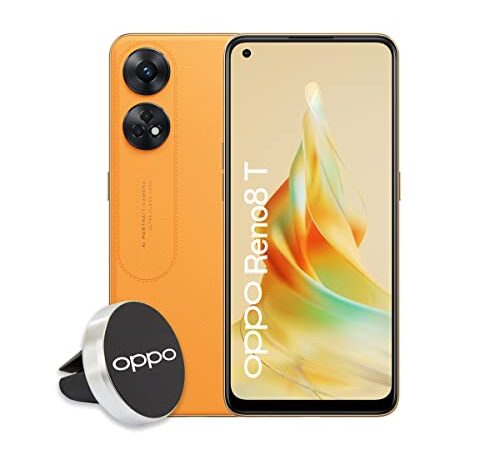 OPPO Reno 8 RENO8 T Smartphone 4G, Fotocamera da 100MP+2+2MP, Selfie 32MP, Display 6.43” 60HZ AMOLED, 5000mAh, RAM 8GB(Esp 12GB/14GB/16GB), ROM 128GB(Esp 1TB), 180g, (Versione Italia), Sunset Orange