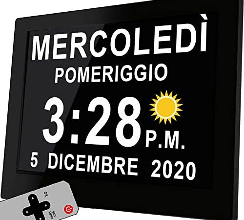 Véfaîî 2023 Orologio Parete Sveglia Digitale Da Comodino Calendario Orologio Giorno per La Perdita Di Memoria Anziani Demenza Morbo Di Alzheimer Disturbi