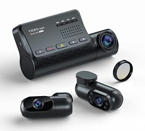 VIOFO 3 Canali Telecamera per Auto 2K, Dash Cam 3 Camere 310° Ampia Visione, Sony Starvis Sensor, WiFi & GPS & Visione Notturna & WDR & CPL Filtro & Avanzato Modo di Parcheggio & Istruzioni Vocali