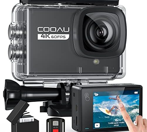 2023 Nuovo COOAU Action Cam 4K WiFi 24MP Touch Screen con Flash Lamp Microfono Esterno fotocamera subacquea 40M con Telecomando EIS Stabilizzazione action camera 170° 2 Batterie 1350mAh/Accessori