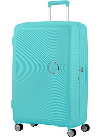 American Tourister Tsa Exp, Spinner Espandibile Bagaglio A Mano Unisex Adulto, Blue) (Poolside, L 77 cm - 110 L