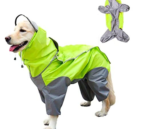 Auflosung Impermeabile per Cani,Cane Cappotto impermeabile per cani con cappuccio, Poncho impermeabile per cani giacca antipioggia leggera per animali ad asciugatura rapida, regolabile