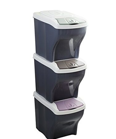 Bama Poker Tris - Pattumiere per la Raccolta differenziata, Modulare, 20 L, Colori assortiti, 28 x 40 x 31 cm, Set di 3 contenitori