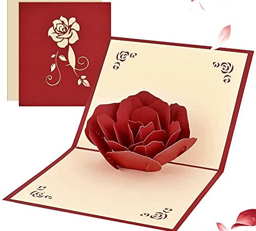 Biglietto di auguri 3D pop-up per lei lui, romantico biglietto di San Valentino per moglie, marito, fidanzato, mamma, papà, biglietto di auguri pieghevole con busta per compleanno, San Valentino