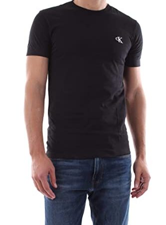 Calvin Klein Jeans T-shirt Maniche Corte Uomo Ck Essential Slim Fit, Nero (Ck Black), M
