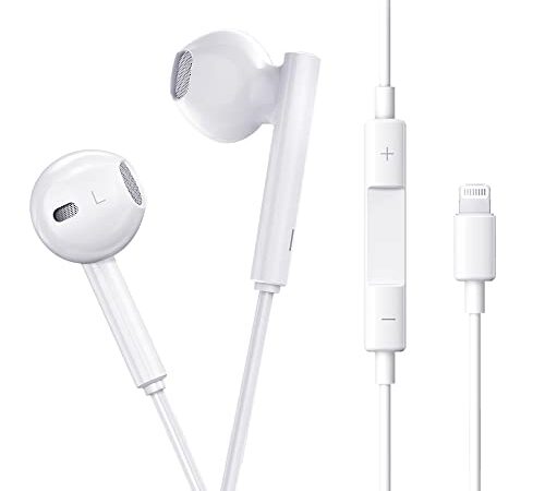 Cuffie per iPhone [Certificato Apple MFI] Auricolari Lightning Stereo HiFi, Supporto Controllo del Volume e del Microfono, Compatibile con iPhone 14/13/SE/12/11/XS/XS Max/XR/8/7 e supporta tutti i iOS