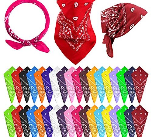 FEPITO 36 pezzi Bandane Paisley Bandana da cowboy Sciarpa avvolgente con testa di stampa paisley