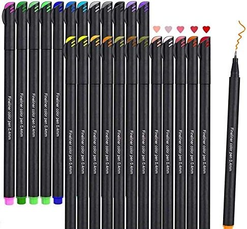 Funnasting Penne Fineliner, Set di Penne Fineliner a Colori Penne per Bozzetti Scrittura Disegno per Bullet Journal Appunti e Libri da Colorare - 24 Colori Assortiti