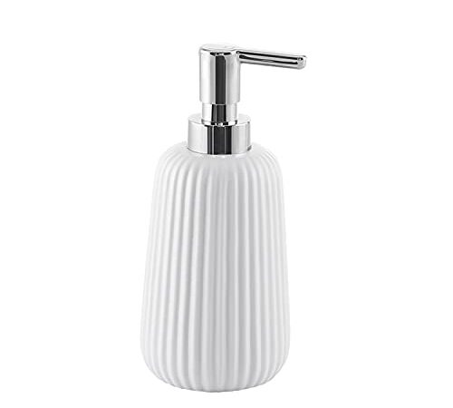 Gedy G-Marika, Dispenser Bianco, Dosatore Sapone Bagno Realizzato in Acciaio Inox e Cromall, Misure 18X8X8 CM e Peso 0,37 kg, Design R&S, 2 Anni di Garanzia, Unica