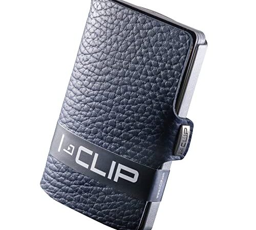 I-CLIP Original Mini portafoglio con fermasoldi - Portafoglio sottile - Portafoglio in pelle - Portafoglio premium - Custodia per carte di credito - Pure Blu