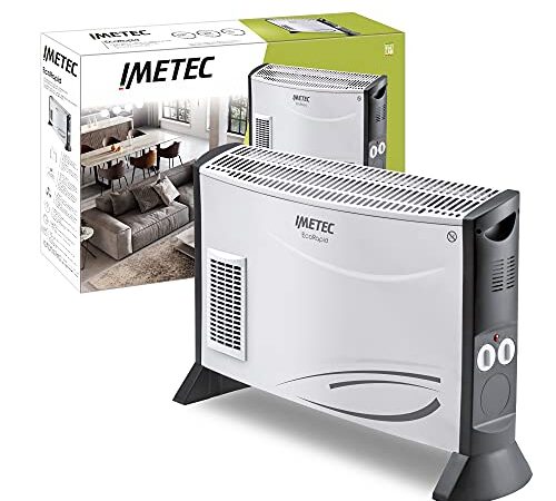 Imetec Eco Rapid, Stufa Elettrica 2000 W, Tecnologia a Basso Consumo Energetico, Termoconvettore 4 Temperature, Termostato Ambiente, Silenzioso