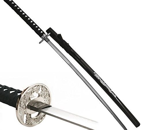 KATANA ORNAMENTALE SPADA GIAPPONESE PER ARREDAMENTO NERA DRAGONE CON DRAGO BLACK DRAGON IN METALLO