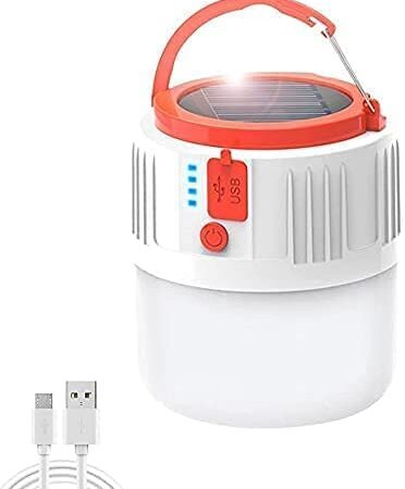 LCOZX Lanterna da Campeggio Solare,USB Ricaricabile a LED Luce per Tende con 5 Modalità di Illuminazione e Power Bank 4800mAh Portatile Impermeabile Torce da Campeggio per Escursionismo Emergenza