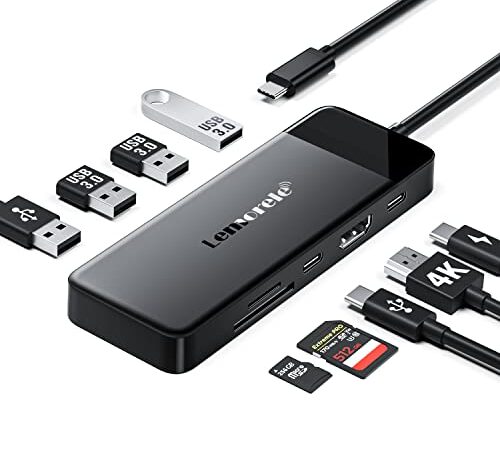 Lemorele Hub USB C 3.0 - USB C HDMI 9 en 1, Adattatore USB C Hub a HDMI 4K, 3 USB 3.0, PD 100W, SD/TF, Dati USB-C 3.0/2.0 Adattatore Macbook Air/Pro M1,iPad M1, Chromecast, Windows, Switch, Cellulare