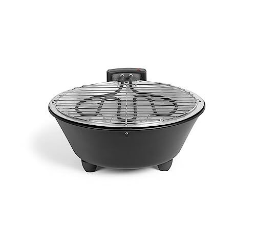 LIVOO, Barbecue elettrico da tavolo DOC267, Potenza: 1250 W, Ø 30 cm, griglia e vassoio raccogligrasso rimovibile e lavabile in lavastoviglie, con 4 piedini antiscivolo.