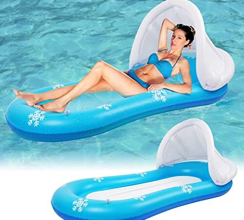 Materassino Gonfiabile per Piscina Amaca Galleggiante Con parasole rimovibile Letto Gonfiabile ad Acqua Materasso Gonfiabile Piscina Acqua Lounge per adulti e bambini 168 x 75 cm