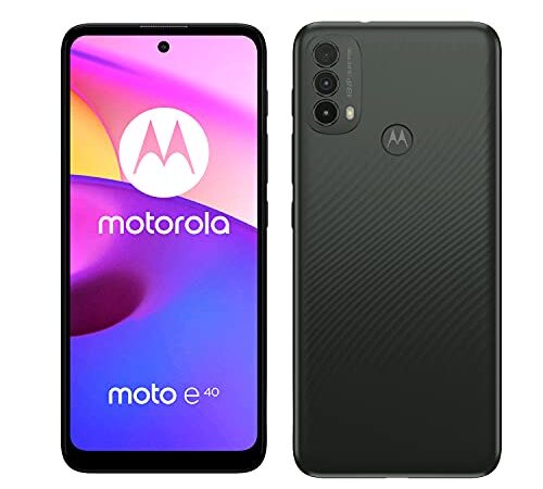 Motorola moto e40 (tripla camera 48MP, batteria 5000 mAh, display Max Vision 6.5" 90 Hz, processore octa-core, Dual SIM, 4/64 GB espandibile, Android 11), Carbon Gray