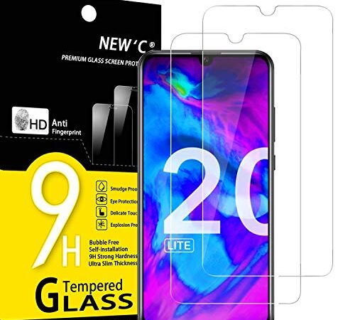 NEW'C 2 Pezzi, Vetro Temperato per Honor 20 Lite, Honor 20i, Pellicola Prottetiva Anti Graffio, Anti-Impronte, Senza Bolle, Durezza 9H, 0,33mm Ultra Trasparente, Ultra Resistente