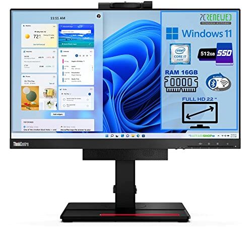 Pcrenewed Pc Fisso All In One 22″ computer desktop Intel Core i7-6700 3.4Ghz | 16 GB RAM | 512GB SSD | Monitor 22” FullHD WebCam Audio Windows 11 Pro WIFI BTH e Rete (Ricondizionato) (Solo PC)