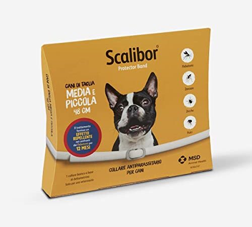 Scalibor - Collare Antiparassitario, Antipulci e Antizecche, Per Cani Di Taglia Piccola e Media, 12 Mesi di Protezione, Bianco, 48 cm