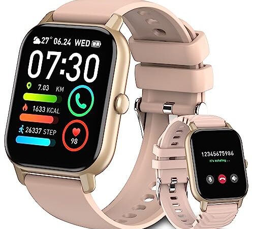 Smartwatch Donna, 1.85" Orologio Smartwatch Chiamate e Risposta, Smart Watch con Cardiofrequenzimetro, Contapassi, SpO2, Cronometro, 100+ Sport, Notifiche Messaggi, Impermeabil IP68 Fitness Tracker