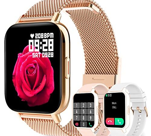 Smartwatch Orologio Donna Chiamate e Risposta Smart Watch con Notifiche Messaggi, Cardiofrequenzimetro, Sonno, SpO2, Orologio Fitness con Contapassi, 8 Sportivo, Orologio Digitale per Android iOS