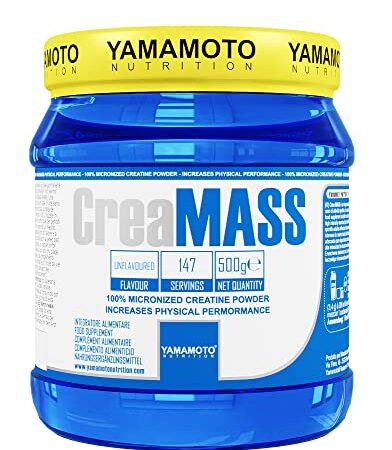 YAMAMOTO NUTRITION, CreaMASS 500 gr, Integratore Alimentare di Creatina Monoidrato in Polvere, Integratore per Sportivi Aumenta le Prestazioni Fisiche, Gusto Neutro