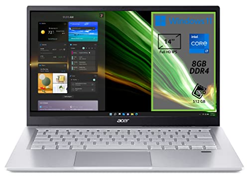 Acer Swift 3 SF314-511-714H PC Portatile, Notebook, Intel Core i7-1165G7, RAM 8 GB DDR4, 512 GB PCIe NVMe SSD, Display 14" FHD IPS LED LCD, Scheda Grafica Intel Iris Xe, Windows 11 Home, Silver