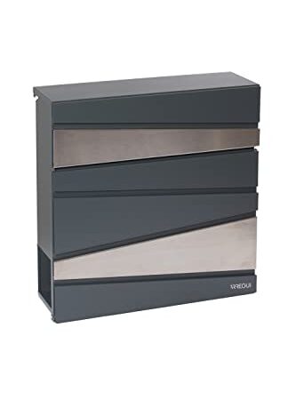 ARREGUI Armor E6905 Cassetta Postale in Acciaio e Acciaio Inossidabile con Portagiornali, Formato M (DIN A4), Cassetta della Posta da Parete Moderna con Coperchio Protettivo, Grigia Antracite e Inox
