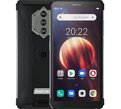Blackview BV6600 Rugged Smartphone, Batteria 8580mAh (Ricarica Inversa), 5.7'' HD+ IP68 IP69K Telefono Cellulare Antiurto Impermeabile Android 10.0, Octa Core 4GB+64GB, Fotocamera 16 MP NFC Nero