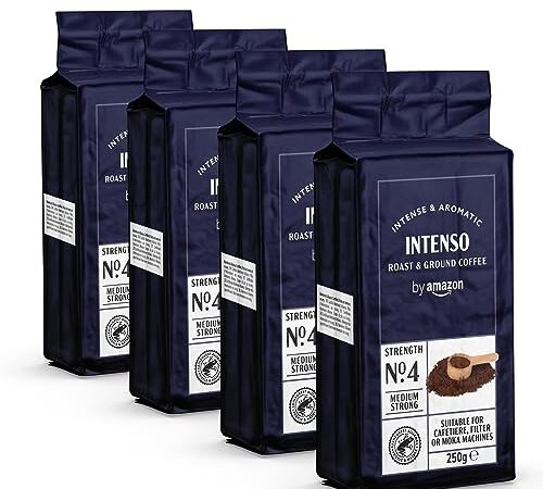 by Amazon Caffè Intenso macinato, 1 kg (4 x 250 g) - Certificato Rainforest Alliance (precedentemente marchio Happy Belly)