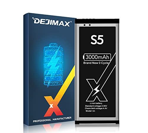 DEJIMAX Batteria per SAMSUNG S5 Supporto NFC, Batteria Sostitutiva Agli Ioni di Litio ad Alta Capacità 3000mAh per SAMSUNG Galaxy S5,(Compatibile con Tutti i Modelli S5)