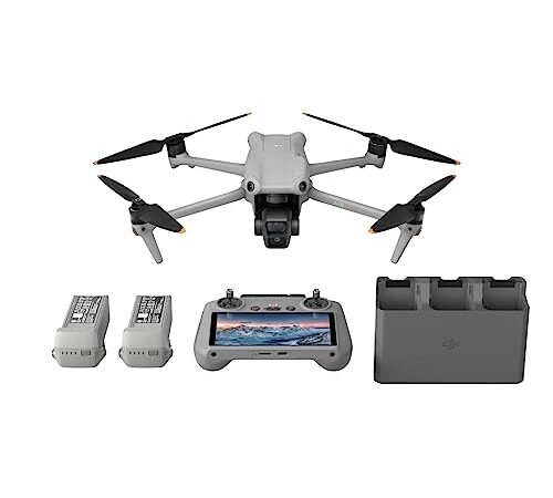 DJI Air 3 Fly More Combo con DJI RC 2 (radiocomando con schermo), drone con doppia fotocamera principale media e grandangolare 4K HDR, autonomia di 46 minuti, 48 MP, O4, due batterie extra