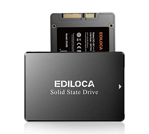 Ediloca ES106 500GB SSD SATA III 2.5" 3D NAND Disco rigido interno, fino a 550MB/s di lettura, aggiornamento memoria e archiviazione PC o laptop (nero)