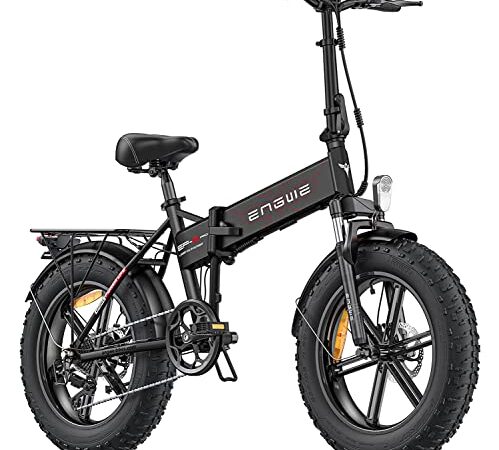 ENGWE Bici Elettrica Pieghevole,20"×4.0" Fat Tire 7 Velocità Bicicletta Elettrica da 48V 13Ah Batteria Rimovibile, Autonomia di 50-120 km E-bike da per Ogni Terreno & MTB & Spiaggia & Neve (Nero)