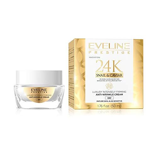 Eveline Cosmetics Prestige 24k Lumaca&Caviale Crema Viso Lifting Antirughe | 50 ml | Crema Giorno Antietà Per Pelli Mature E Sensibili | Pelle Morbida Ed Elastica | Siero Con Proprietà Nutritive