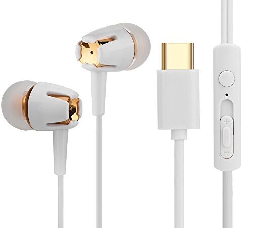 fasient Cuffie USB C, Auricolari Stereo USB Tipo C Bass Auricolari in-Ear con Controllo del Volume del Microfono per Huawei P40 P30 P20 Mate 20, per OnePlus 6T 8T, per Samsung S21 S20, per LETV, ECC.