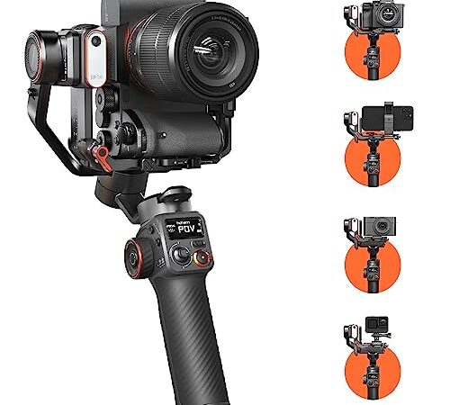 Hohem iSteady MT2 Kit Stabilizzatore per Fotocamera con AI Tracker/luce di Riempimento Magnetica,Stabilizzatore Gimbal tutto in uno per Fotocamere Mirrorless,Smartphone,Fotocamere Compatte e d'azione