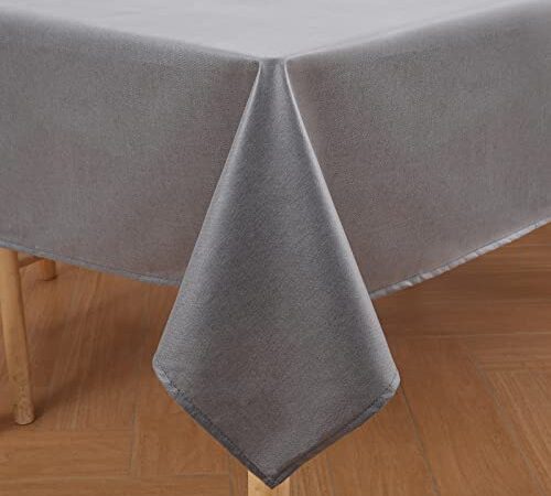 Homaxy Tovaglia effetto lino, lavabile, effetto loto, rettangolare, 100 x 140 cm, impermeabile, antimacchia, grigio scuro