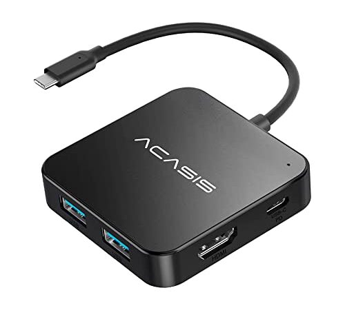 Hub USB-C Multi-Port con HDMI 4K, Power Delivery 100 W 3 porte USB 3.0 1 porta Type-C 3.0 Adattatore splitter per MacBook, Mac Mini, laptop e dispositivo USB C (0.49ft)