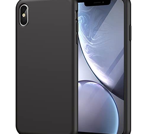 JETech Cover in Silicone Compatibile con iPhone XS Max 6,5 Pollici, Custodia Protettiva con Tutto Il Corpo Tocco Morbido setoso, Cover Antiurto con Fodera in Microfibra, Nero