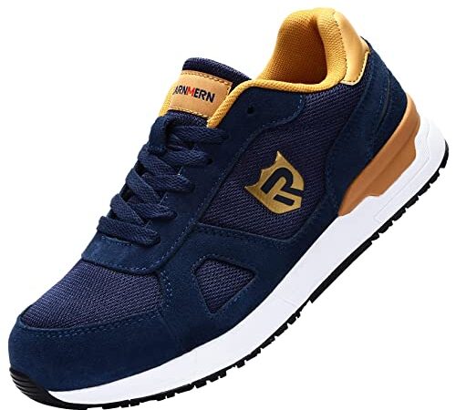 LARNMERN PRO Scarpe Antinfortunistiche Uomo Leggere Invernali Scarpa Antinfortunistica S1 SRC Punta in Acciaio Sneakers Blue Taglia 40EU