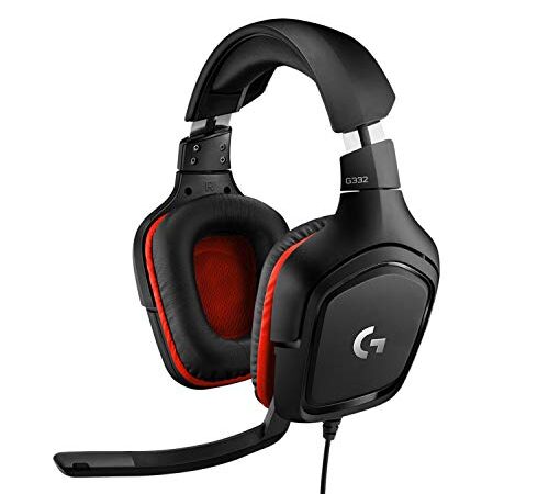 Logitech G332 Cuffie Gaming Cablate, Audio Stereo, Driver Da 50 Mm, Jack Audio 3.5 Mm, ‎Nero Rosso