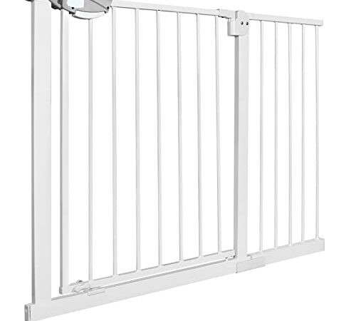 MINGMAY 105-115cm Barriera di Sicurezza Estensibile, Griglia di Protezione Senza Foratura, Bianco Cancelletti di Sicurezza per Bambini e Cani, Barriera a Pressione per Porte e Scale