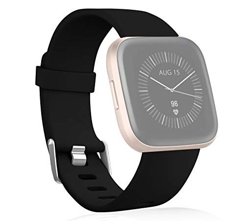 MyGadget Cinturino per Fitbit Versa 2 - Bracciale di Ricambio Fitness in Silicone Morbido - Braccialetto Donna e Uomo (Nessun Tracker) - Nero