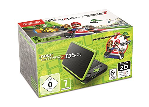 Nintendo New 2DS XL- Konsole Schwarz/Apfelgrün + Mario Kart 7