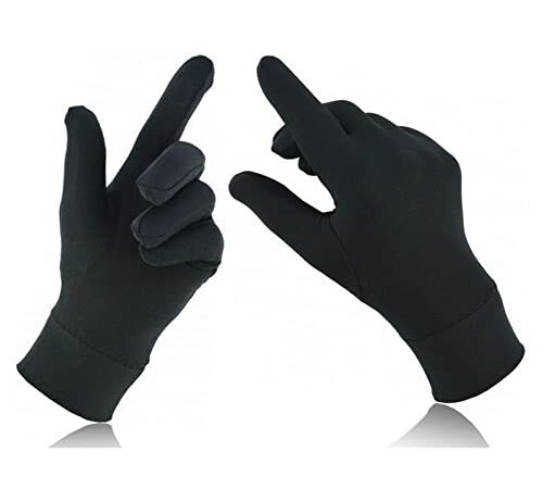 Sottile fodera in seta guanti interni per bici, moto, sci, ciclismo, camminata, invernali (XL, nero)