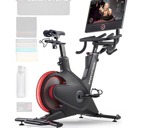 Sportstech sBike, Smart Cyclette da Casa, Alternativa Avanzata a Ellittica da Casa o Cyclette Pieghevole, con Corsi dal Vivo e su Richiesta, Touch Screen da 21,5 Pollici, Nero