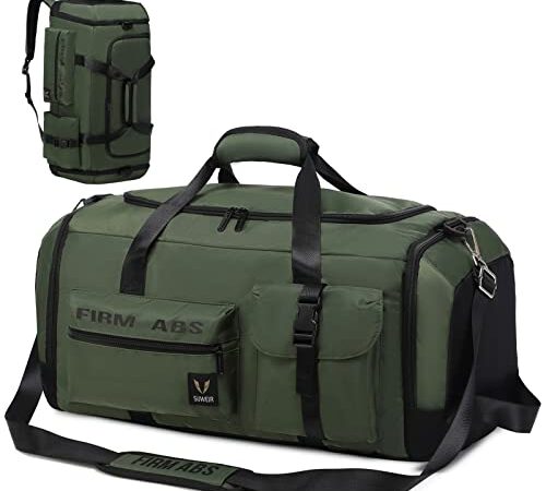 Suweir Borsa da viaggio grande da uomo e donna, 65 l, con scomparto per scarpe e scomparto asciutto bagnato, grande capacità, da viaggio, per sport, fitness, Verde, Sport fitness viaggio